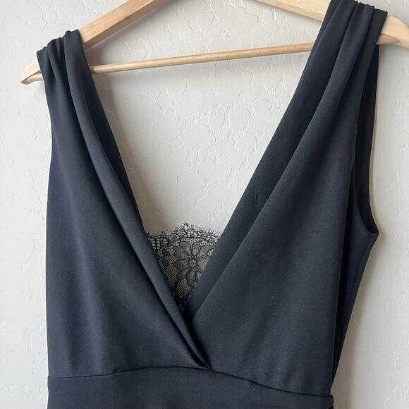 Katie May x Noel and Jean Dress The Unexpected Lace Trim V-Neck Gown Black XS - Picture 10 of 12